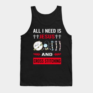 I Need Jesus And Cross Stitching Tank Top